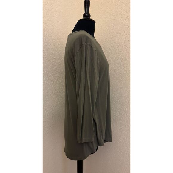 JM Collection Olive Green 3/4 Sleeve Top - Sz M - Picture 3 of 10